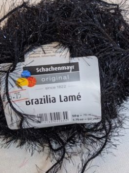SMC Brazilia Lame Yarn, Aran Weight, Black/Silver 50g