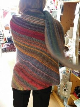 Large Knitted Shawl in Self Striping Adriafil Wool (Kit Pack)