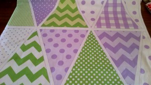 Lilac + Green Bunting Panel, Pure Cotton 1 Lilac + Green Bunting Panel, Pure Cotton