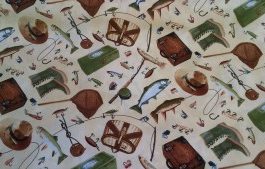 'Gone Fishing' Angler Cotton Fabric