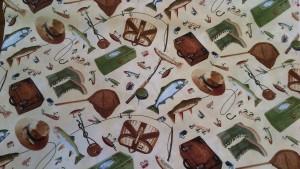 'Gone Fishing' Angler Cotton Fabric 1 'Gone Fishing' Angler Cotton Fabric