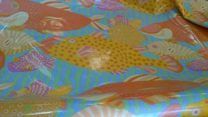 Laminated Cotton 'Gone Fishing' Rowan 54" W 1 Laminated Cotton 'Gone Fishing' Rowan 54" W