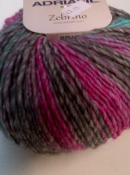 Zebrino by Adriafil, Self Striping Wool 50g Ball Pink/Grey