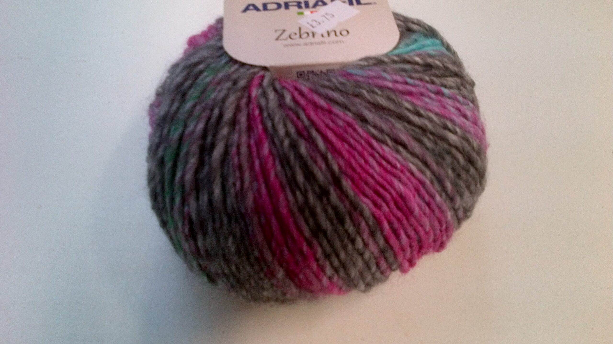 Zebrino by Adriafil, Self Striping Wool 50g Ball Pink/Grey 1 Zebrino by Adriafil, Self Striping Wool 50g Ball Pink/Grey